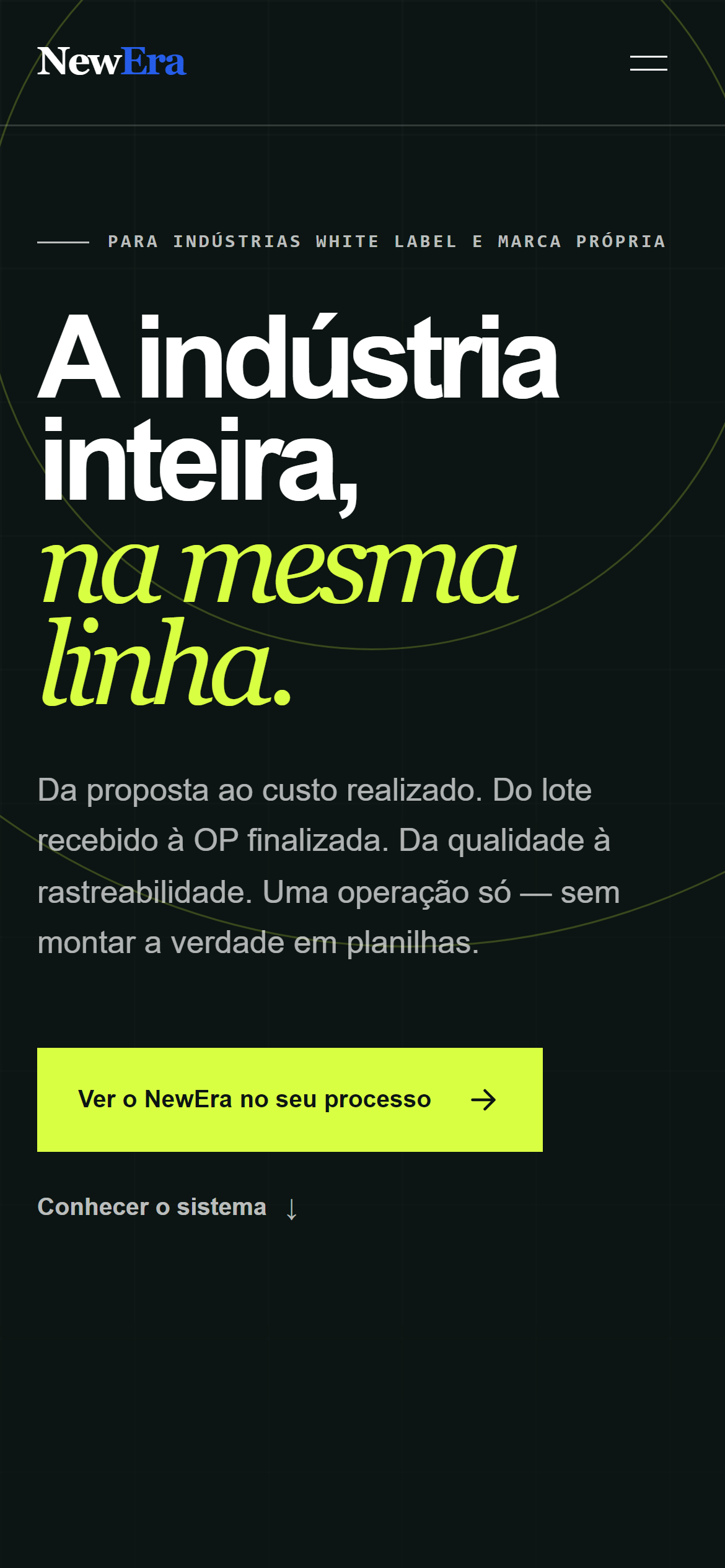 Site NewEra ERP no celular