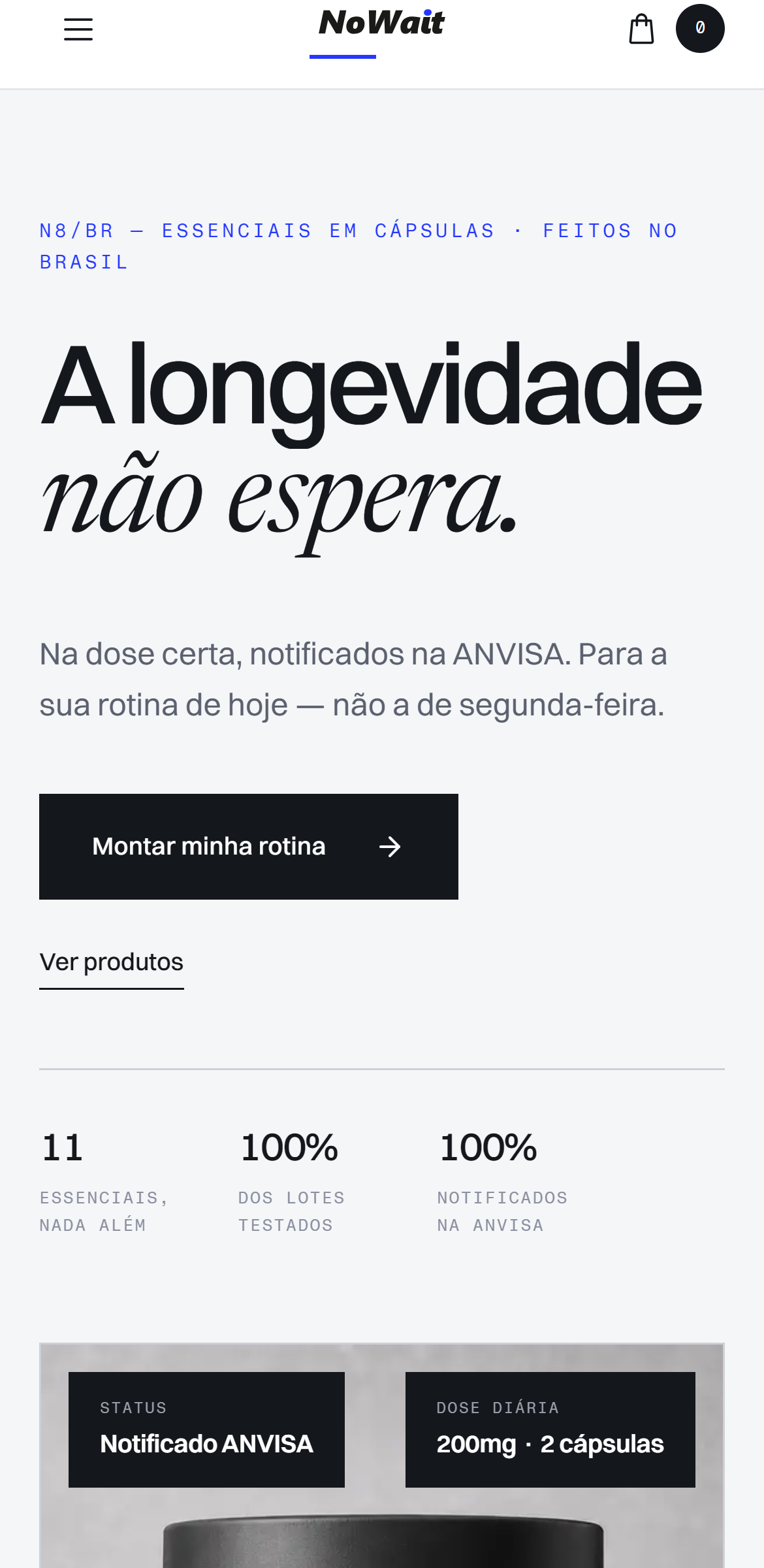 Site NoWait no celular